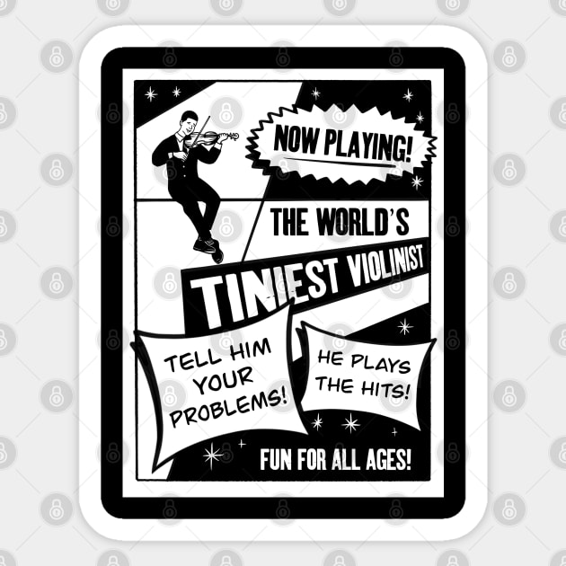 World's Tiniest Violinist Sarcastic Advertisement Sticker by Officially Mellow